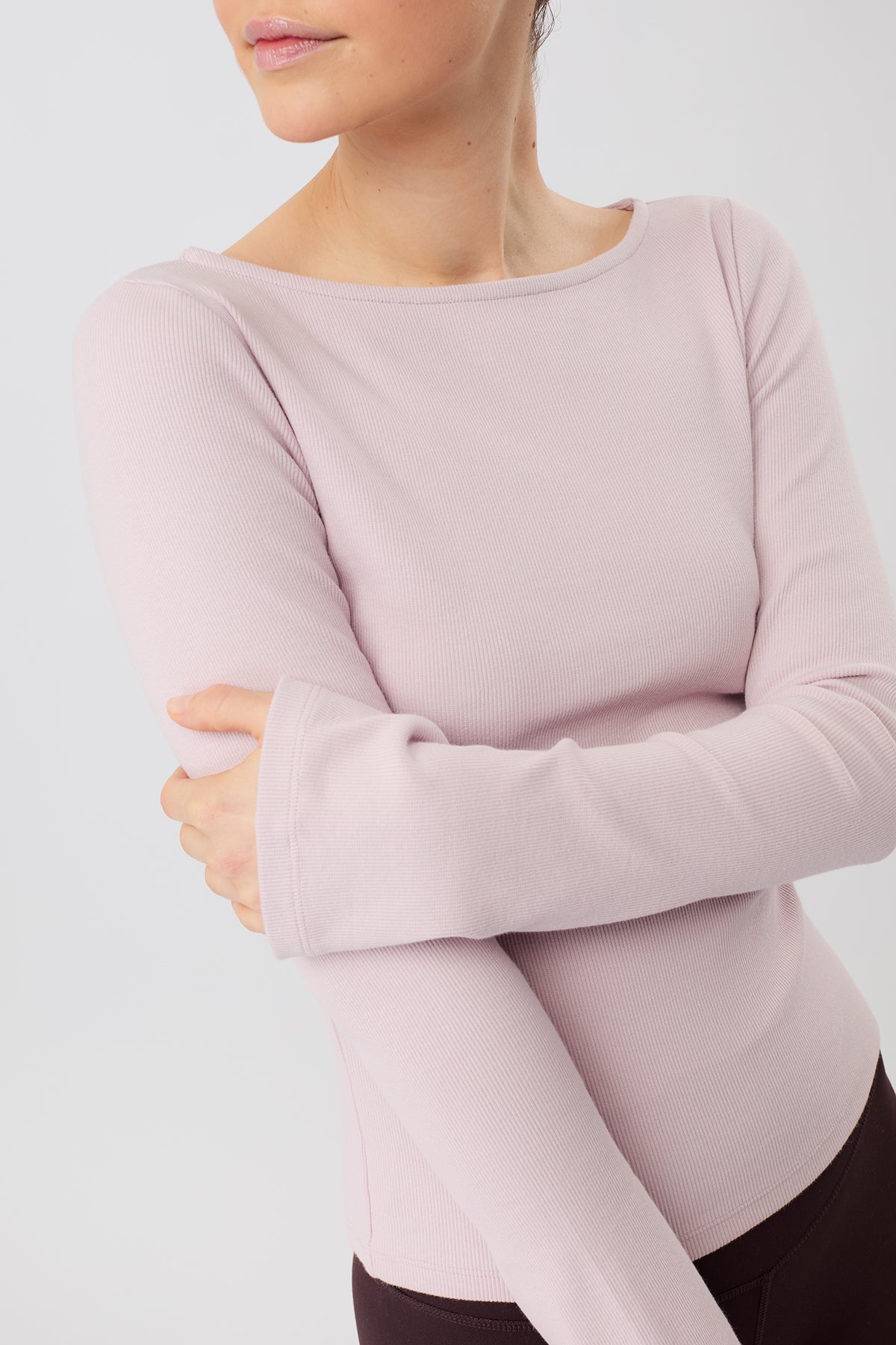 Ribbed Boat Neckline (Mauve), GOTS