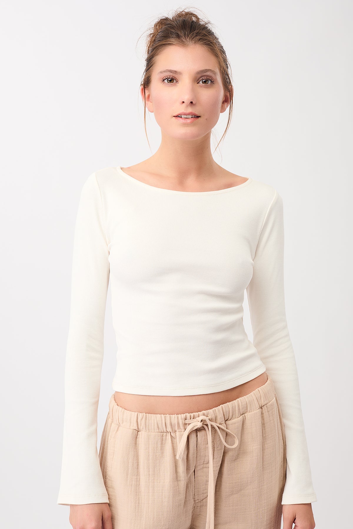 Ribbed Boat Neckline (White), GOTS