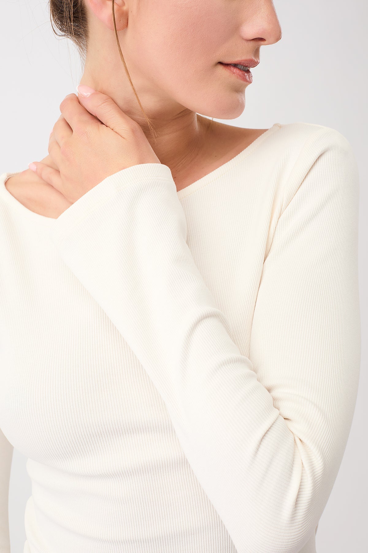 Ribbed Boat Neckline (White), GOTS