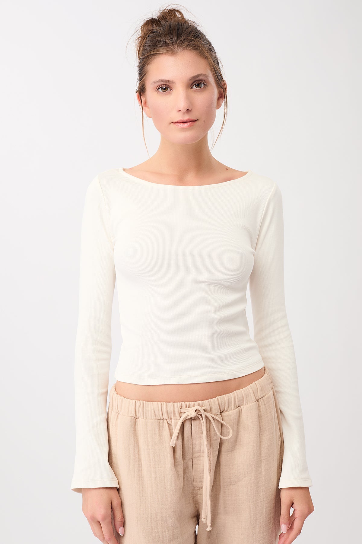 Ribbed Boat Neckline (White), GOTS