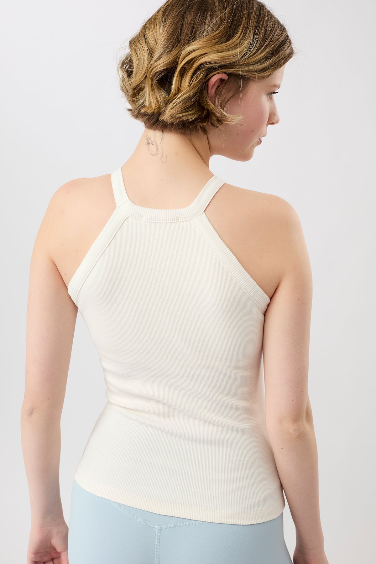 Ribbed Halterneck (White), GOTS