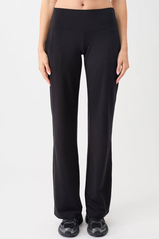 Wide Leg Workout Pants (Black)