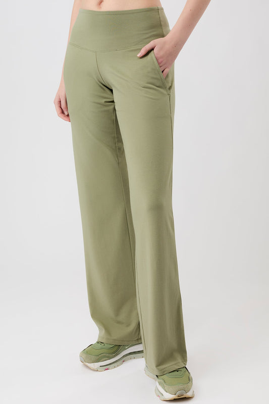 Wide Leg Workout Pants (Mossy Bark)