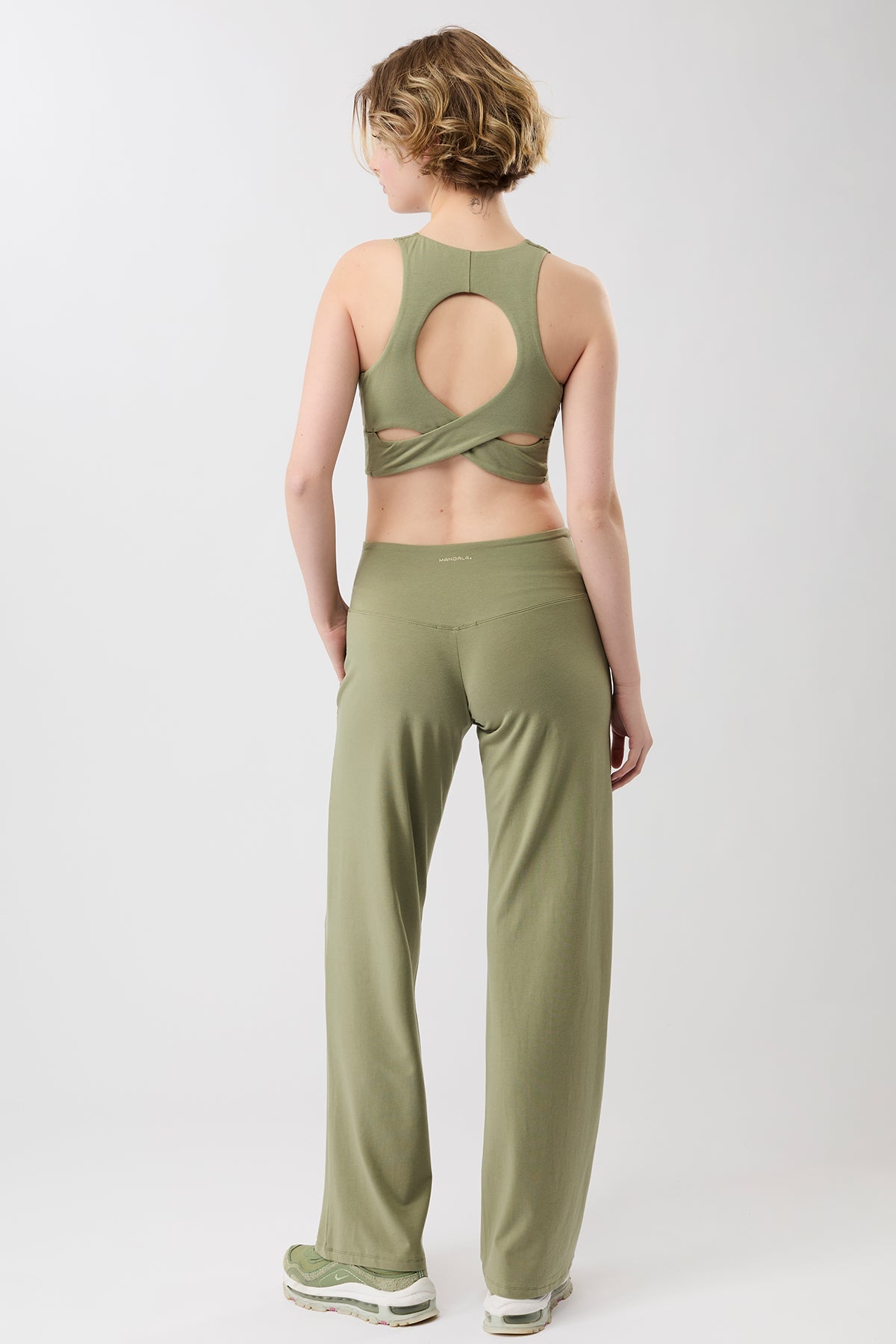 Wellness Bra + Wide Leg Workout Pants (Mossy Bark)