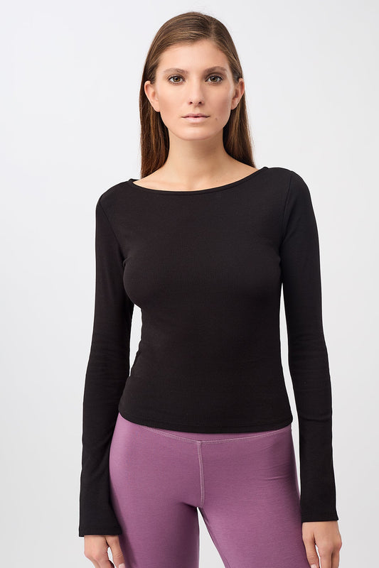 Ribbed Boat Neckline (Black), GOTS