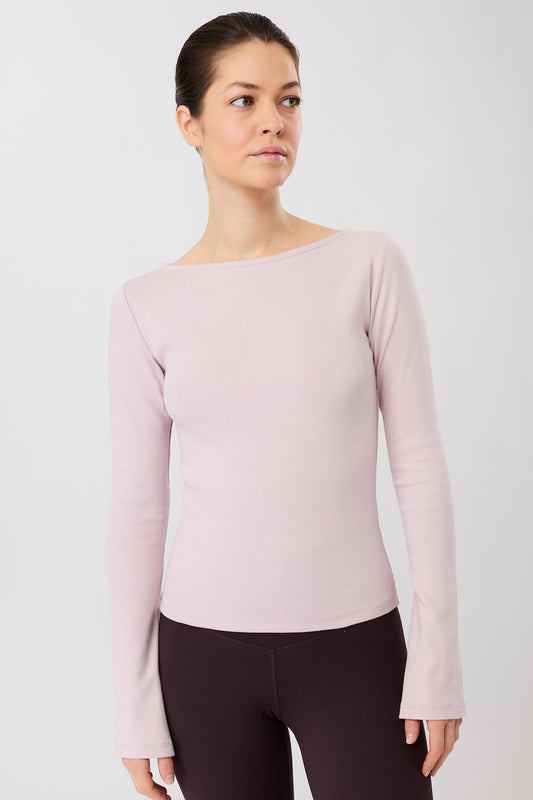 Ribbed Boat Neckline (Mauve), GOTS