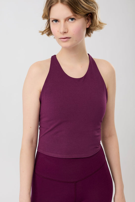 Cross Top (Black Plum), GOTS